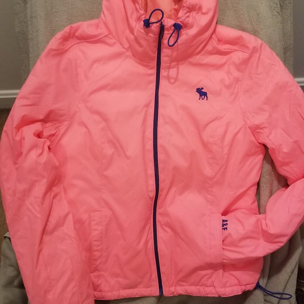 Abercrobie & Fitch bright pink windbreaker with logo size M